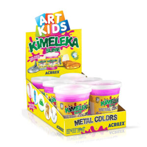 Kimeleka Slime Art Kids metálica 180g Rosa com 6 unidades Acrilex
