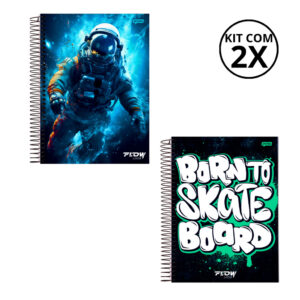Kit 02 Cadernos Universitário 1 Matéria 80 Folhas Flow Jandaia