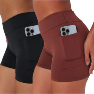 Kit 02 Shorts Fitness Feminino com Bolsos Laterais Short de Academia