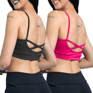 Kit 02 Top Academia Alcinha Fitness Com Cruzado nas Costas Suplex