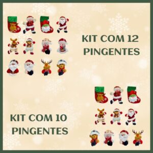 Kit 10 12 Pendentes Pelúcia Enfeite Árvore Natal Pingentes Papai Noel — Brinquedos