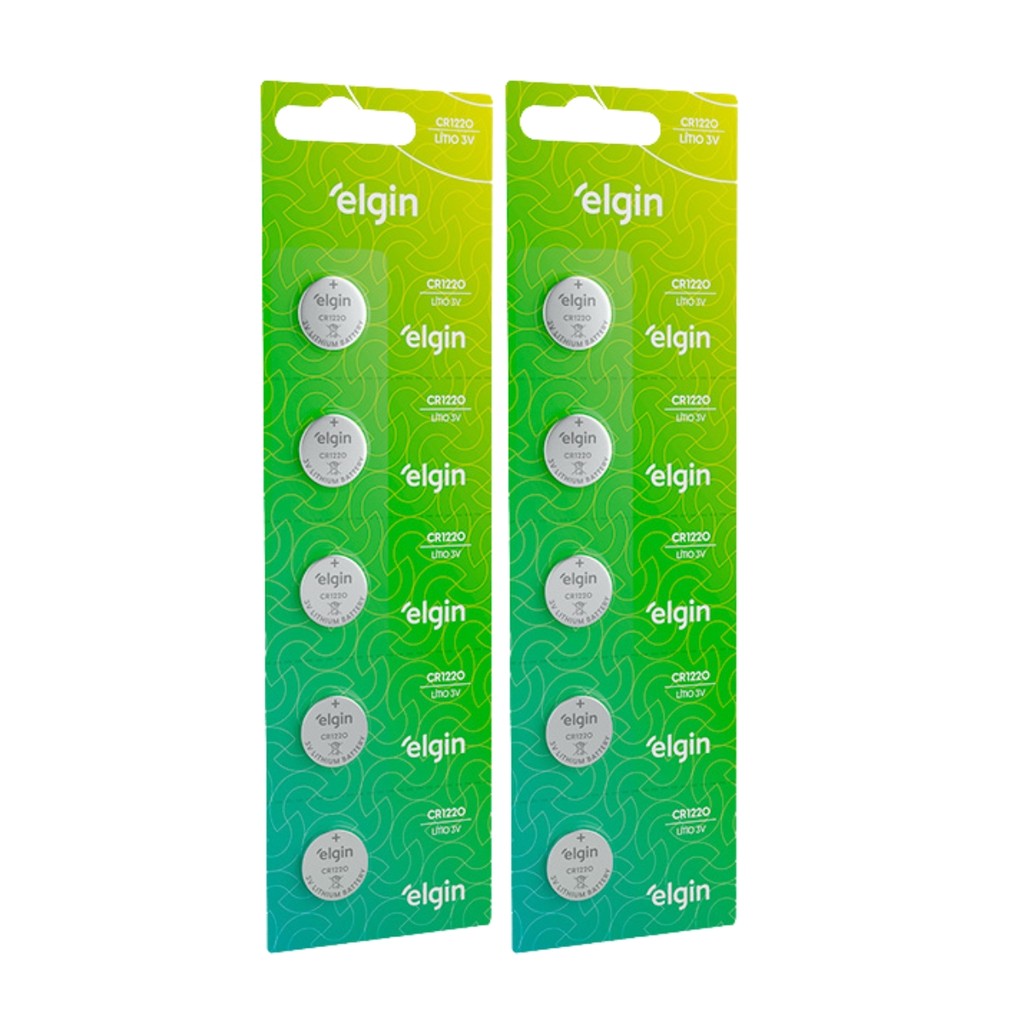 Kit 10 Bateria Pilha Moeda Cr1220 3V 2 Cartela Relógio Elgin — Relógios e Óculos