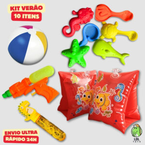 Kit 10 Brinquedos Verão Praia Piscina Boia Bola Areia Forminhas Bolha