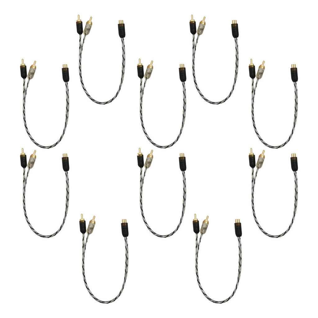 Kit 10 Cabos Y Rca Injetado 2 Machos Taramps Para Som Automotivo