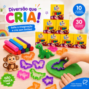 Kit 10 cx Massinha De Modelar 30 Forminhas Cortador Moldes Festa