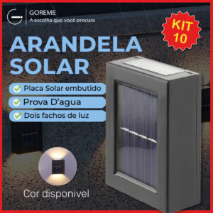 Kit 10 Luminária Arandela Solar Led 2 Focos de Luz Jardim e Parede