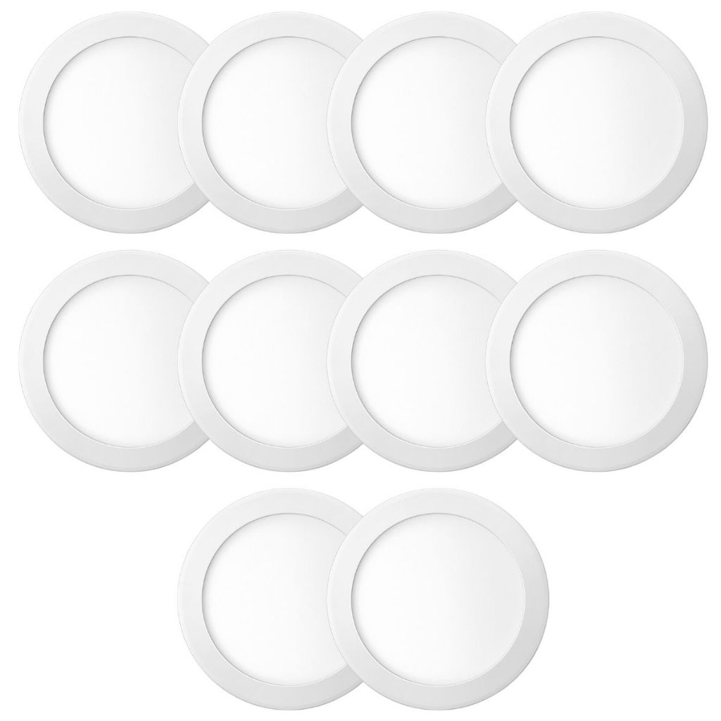 Kit 10 Luminária Painel Plafon Embutir Redondo Led 18w Bivolt Elgin
