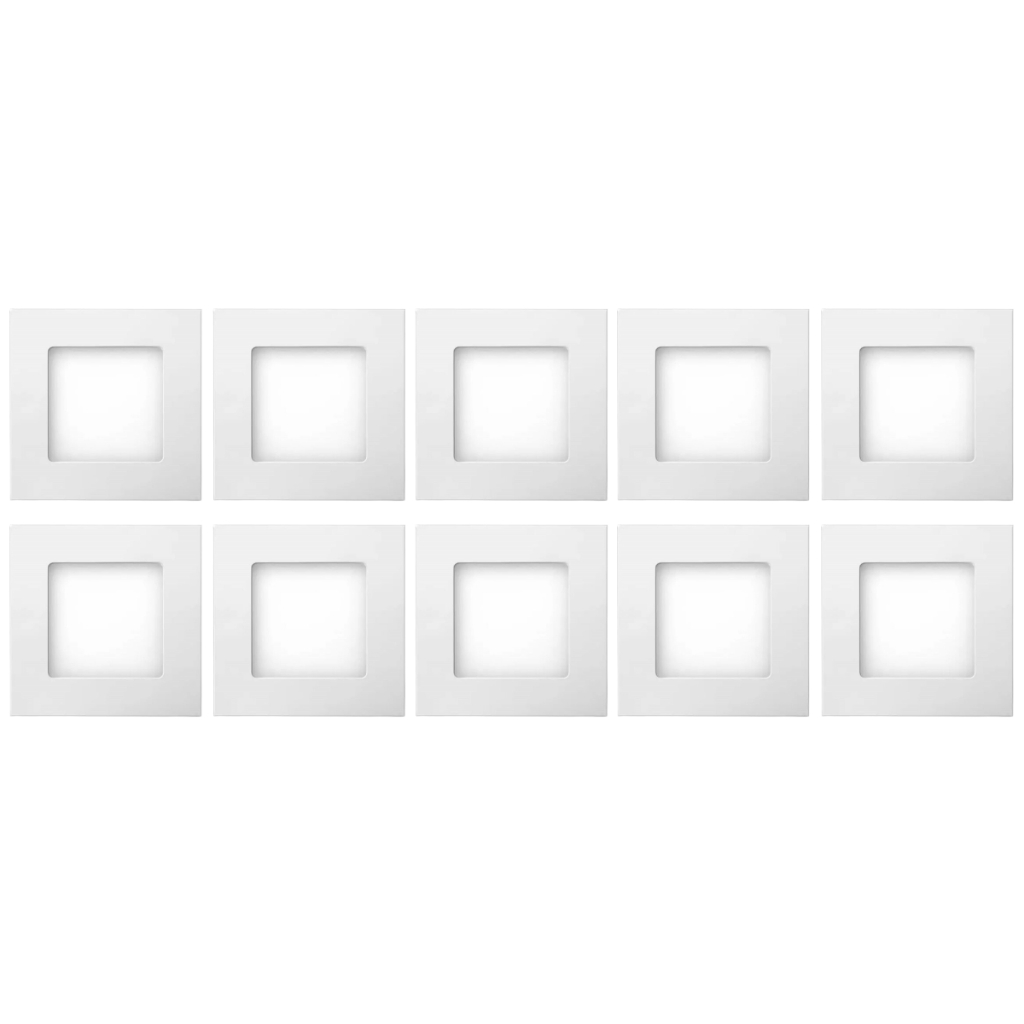 Kit 10 Luminária Painel Plafon Led Embutir Quadrado 6w Bivolt Teto