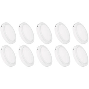 Kit 10 Luminária Painel Plafon Led Sobrepor Redondo 6w Bivolt