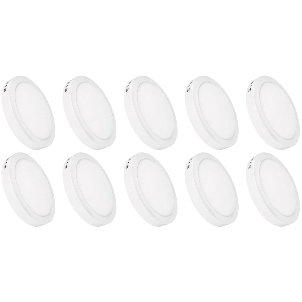 Kit 10 Luminária Painel Plafon Led Sobrepor Redondo 6w Bivolt