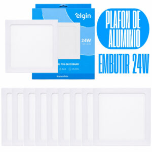 Kit 10 Luminária Painel Plafon Pro Slim Aluminio Embutir Quadrado Led