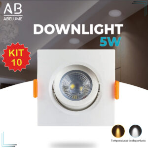 Kit 10 Luminária Spot Led Quadrado Direcionável 5W Embutir Gesso Teto
