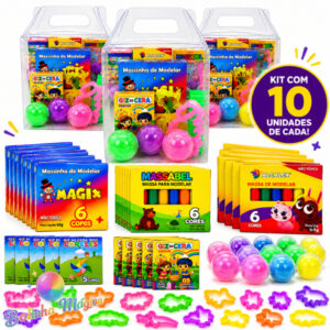 Kit 10 Maletinha Maletinha Massinha Giz Cera 30 Lembracinha Festa