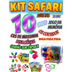 Kit 10 Maletinha Safari Com 30 Molde Animais Lembrancinha