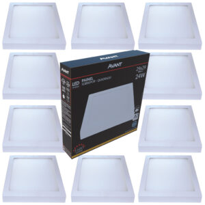 Kit 10 Painel Plafon Sobrepor 24W Luz Amarela 3000K Bivolt Luminária