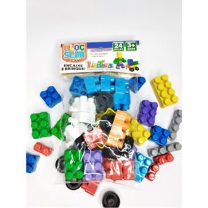 Kit 10 Pct de Bloco De Montar com Rodinha Brinquedo Didático