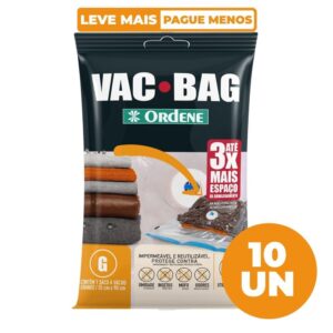 Kit 10 Sacos a Vácuo Organizador Grande Transparente 55x90cm Vac Bag