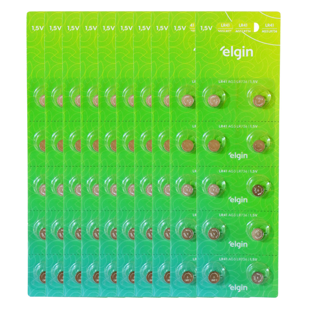 Kit 100 Bateria Pilha Alcalina Lr41 1,5V AG3 Relógio Elgin