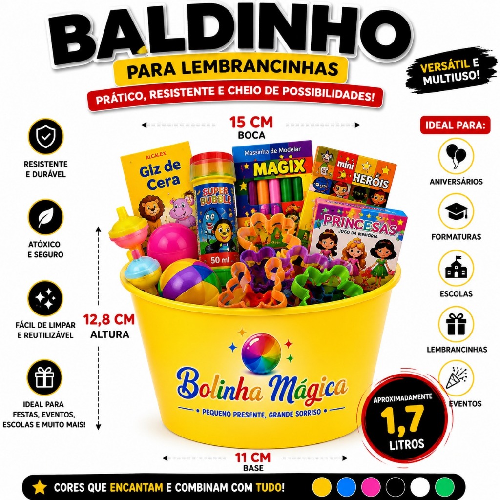 Kit 15 (Baldinho+ Molde+ Massinha +Geleca Slime+Giz Mini)Lembracinha — Brinquedos