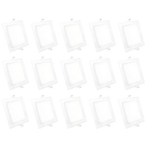 Kit 15 Luminária Painel Plafon Led Embutir Quadrado 12w Bivolt Elgin