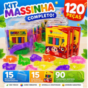 Kit 15 Maleta Maletinha Transparente 15 Massinha de Modelar 90