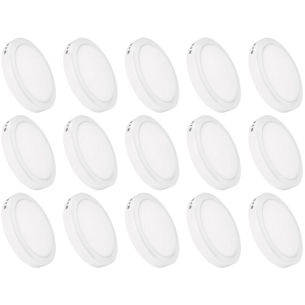 Kit 15 Plafon Luminária Painel Sobrepor Led Redondo Bivolt 6w