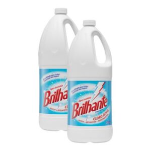 Kit 2 Água Sanitária Brilhante Cloro Ativo Sem Perfume 2 Litros