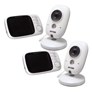 Kit 2 Babá Eletrônica Branca com Monitor Visão Noturna e Audio Sensor