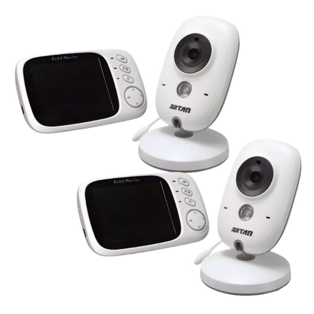 Kit 2 Babá Eletrônica Branca com Monitor Visão Noturna e Audio Sensor