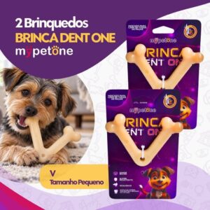 Kit 2 Brinquedo Osso Bamboo Brinca Dent One Sabor Bacon V Pequeno