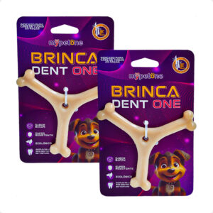 Kit 2 Brinquedo Osso Bamboo Brinca Dent One Sabor Bacon Y Pequeno
