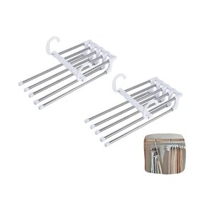 Kit 2 Cabide Dobrável Em Inox Organizador Retráteis 5 Calças
