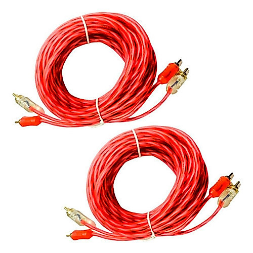 Kit 2 Cabo Rca Cristal Matte 5M Injetado Para Som Automotivo