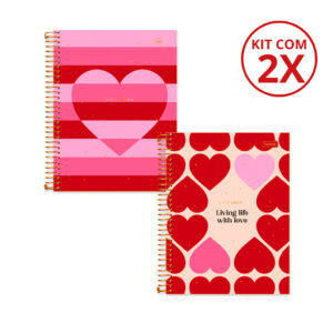 Kit 2 Cadernos Colegial 10 Materias it’s Love! 160 Folhas Cadersil