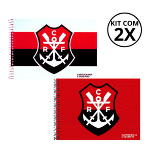 Kit 2 Cadernos De Desenho Universitário Flamengo 80 Folhas