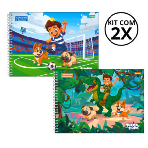 Kit 2 Cadernos De Desenho Universitário Turma Do Duda 80 Folhas