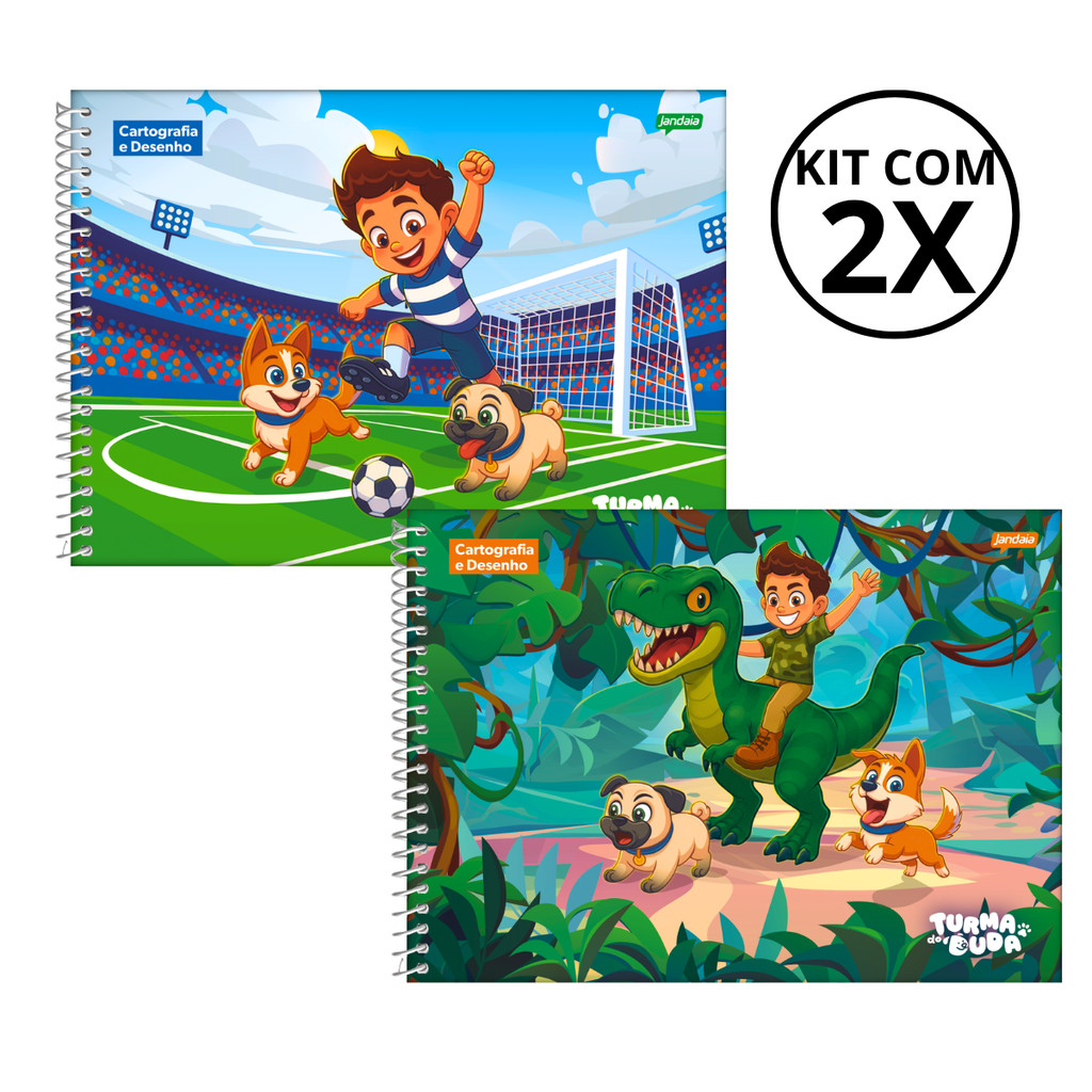 Kit 2 Cadernos De Desenho Universitário Turma Do Duda 80 Folhas