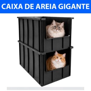 Kit 2 Caixas De Areia Gato Pet Plástica 61 Litros Grande Resistente