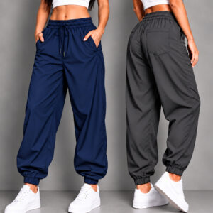 Kit 2 Calças Jogger Tactel Leve Feminina Modelagem Ampla Confortável