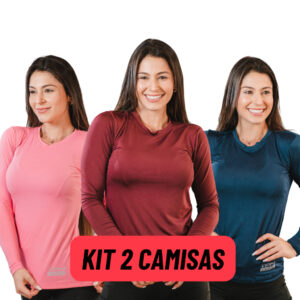 Kit 2 Camisas Feminina Proteção Solar UV Segunda Pele Academia Praia — Esporte e Lazer