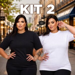 Kit 2 camisetas do P ao Plus Size 100% algodão feminina Tshirt treino