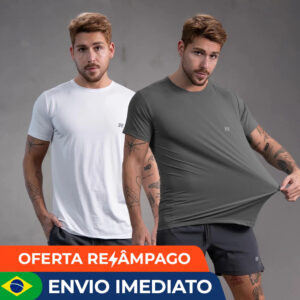 Kit 2 Camisetas Masculina Academia Poliamida Dry Fit Manga Curta