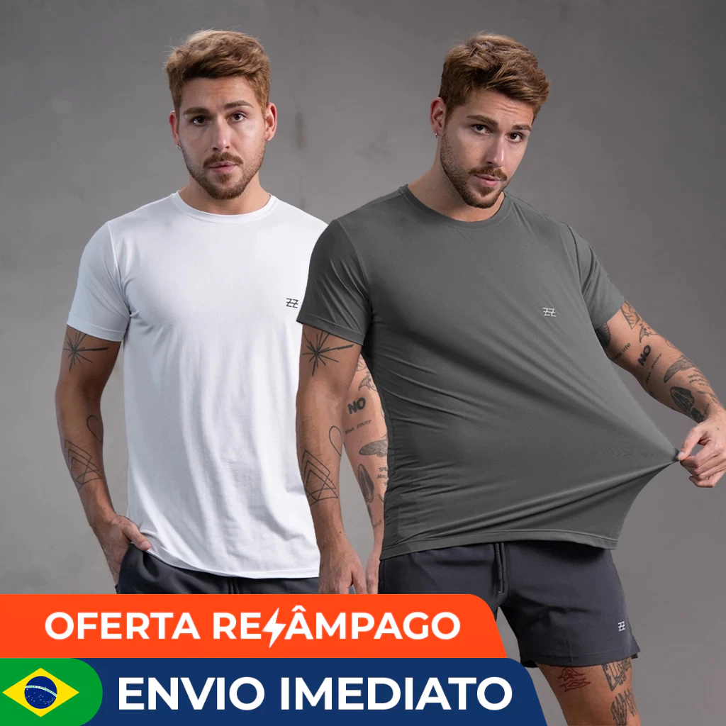 Kit 2 Camisetas Masculina Academia Poliamida Dry Fit Manga Curta