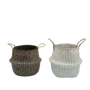Kit 2 cestos organizadores multiuso decorativo branco e marrom