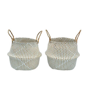 Kit 2 Cestos Organizadores Multiuso Decorativo Branco Seagrass Oikos