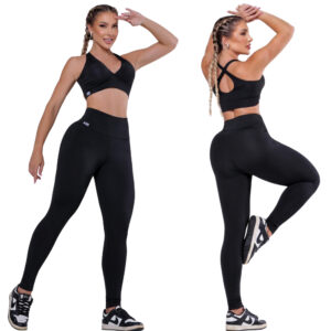 Kit 2 Conjuntos Academia Fitness Treino Cós Alto Forro Duplo Bojo