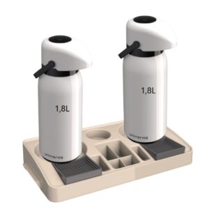 Kit 2 Garrafa Térmica Verona 1,8 L Branca 1 Bandeja Organizadora