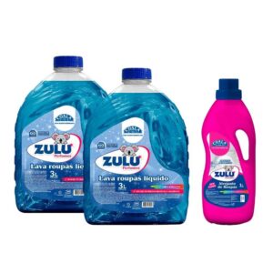 Kit 2 Lava Roupas Liquido 3L 1 Alvejante de roupas 1L Zulu Perfumes