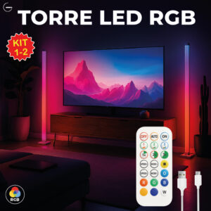 Kit 2 Luminária de Chão RGB LED 5050 Torre Inteligente com Controle