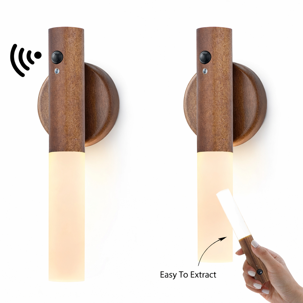 Kit 2 Luminária De Led Parede Sensor Quarto Portátil Usb Imã Mesa — Decoração